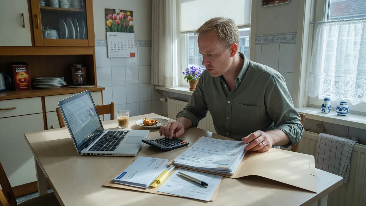 Bewoner zoekt aan de keukentafel op de laptop uit welke subsidies er zijn